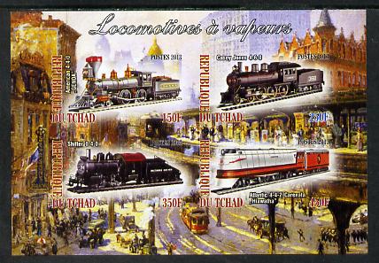 Chad 2013 Locomotives #6 imperf sheetlet containing 4 values unmounted mint, stamps on railways
