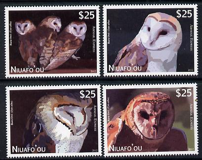 Tonga - Niuafoou 2012 Owls (Express Mail) perf set of 4 values unmounted mint , stamps on birds, stamps on birds of prey, stamps on owls