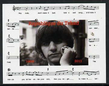 Chad 2013 The Beatles - Ringo Starr #2 individual imperf deluxe sheetlet unmounted mint. Note this item is privately produced and is offered purely on its thematic appeal..., stamps on personalities, stamps on beatles, stamps on pops, stamps on music, stamps on rock