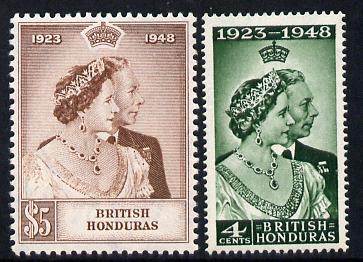British Honduras 1948 KG6 Royal Silver Wedding set of 2 unmounted mint SG 164-65, stamps on royalty, stamps on silver wedding, stamps on  kg6 , stamps on 