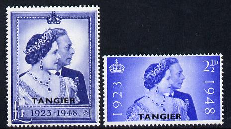 Morocco Agencies - Tangier 1948 KG6 Royal Silver Wedding perf set of 2 mounted mint, SG 255-6, stamps on royalty, stamps on silver wedding, stamps on  kg6 , stamps on 