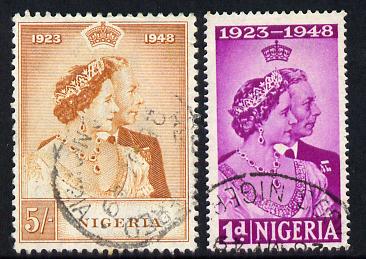 Nigeria 1948 KG6 Royal Silver Wedding perf set of 2 cds used SG 62-3, stamps on royalty, stamps on silver wedding, stamps on  kg6 , stamps on 