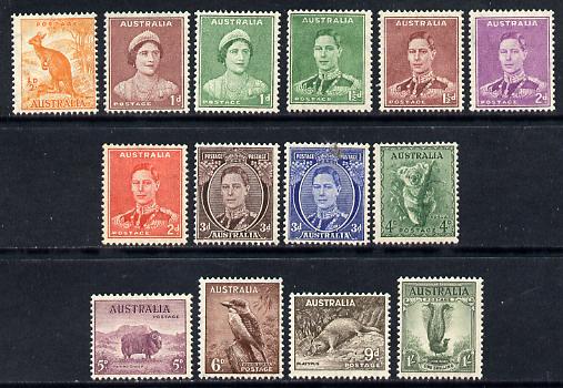 Australia 1937-49 KG6 definitive set complete 1/2d to 1s P15x14, 14 values mounted mint, SG 179-92, stamps on , stamps on  kg6 , stamps on 