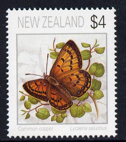 New Zealand 1991 Butterflies $4 Common Copper unmounted mint SG 1643, stamps on butterflies