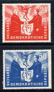 Germany - East 1951 Visit from Polish President set of 2 mounted mint (large hinge remainder), SG E41-2 , stamps on constitutions