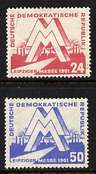 Germany - East 1951 Leipzig Spring Fair set of 2 mounted mint, SG E39-40 , stamps on youth