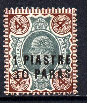 British Levant 1909 1p30 on KE7 4d green & chocolate mounted mint SG 18, stamps on , stamps on  ke7 , stamps on 