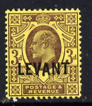 British Levant 1905-12 LEVANT opt on KE7 3d purple on orange-yellow mounted mint SG L6, stamps on , stamps on  ke7 , stamps on 