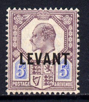 British Levant 1905-12 LEVANT opt on KE7 5d purple & ultramarine mounted mint SG L8, stamps on , stamps on  ke7 , stamps on 