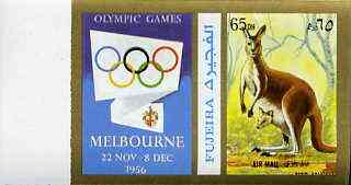 Fujeira 1972 Kangaroo 65 Dh imperf with label from Olympics Games - People & Places set of 20 unmounted mint, Mi 1052B, stamps on animals     kangaroo, stamps on olympics       