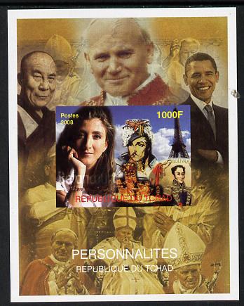 Chad 2008 Personalities imperf s/sheet unmounted mint, stamps on personalities, stamps on obama, stamps on usa presidents, stamps on pope, stamps on bolivar, stamps on eiffel tower, stamps on   , stamps on dictators.