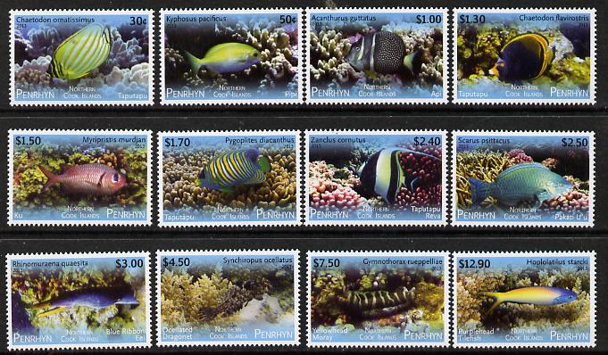 Cook Islands - Penrhyn 2013 Tropical Fish of the Pacific definitive perf set of 12 unmounted mint, stamps on fish
