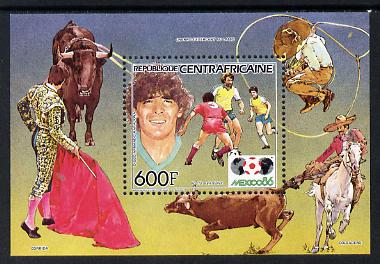 Central African Republic 1985 Football World Cup perf m/sheet (Maradona) unmounted mint SG MS 1123, stamps on football