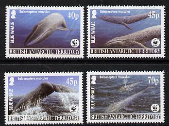 British Antarctic Territory 2003 WWF - Blue Whale  set of 4 unmounted mint SG 361-4, stamps on , stamps on  wwf , stamps on whales.marine life