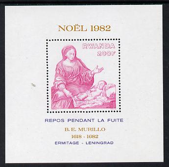 Rwanda 1982 Christmas perf m/sheet unmounted mint, SG MS 1122, stamps on christmas, stamps on arts, stamps on murillo