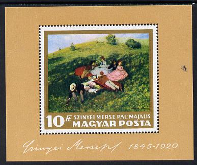 Hungary 1966 Paintings in Hungarian National Gallery (1st series) perf m/sheet (Picnic in May) unmounted mint SG MS 2245, stamps on arts, stamps on 