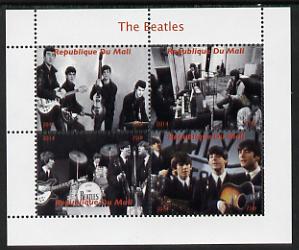 Mali 2014 The Beatles #2 perf sheetlet containing 4 values unmounted mint. Note this item is privately produced and is offered purely on its thematic appeal, stamps on personalities, stamps on beatles, stamps on pops, stamps on music, stamps on rock