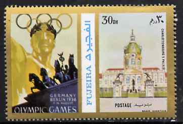 Fujeira 1972 Charlottenbourg Palace 30 Dh perf se-tenant with label from Olympics Games - People & Places set of 20 unmounted mint, Mi 1049A, stamps on palaces, stamps on olympics