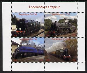 Mali 2014 Steam Locomotives #2 perf sheetlet containing 4 values unmounted mint. Note this item is privately produced and is offered purely on its thematic appeal, stamps on , stamps on  stamps on railways