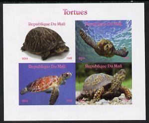 Mali 2014 Turtles imperf sheetlet containing 4 values unmounted mint. Note this item is privately produced and is offered purely on its thematic appeal, it has no postal validity, stamps on reptiles, stamps on turtles