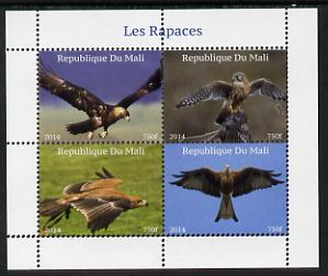 Mali 2014 Birds of Prey perf sheetlet containing 4 values unmounted mint. Note this item is privately produced and is offered purely on its thematic appeal, stamps on birds, stamps on birds of prey