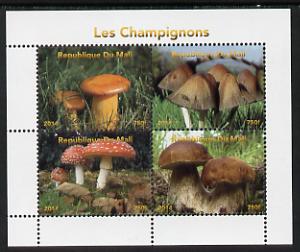 Mali 2014 Mushrooms #1 perf sheetlet containing 4 values unmounted mint. Note this item is privately produced and is offered purely on its thematic appeal, stamps on , stamps on  stamps on fungi