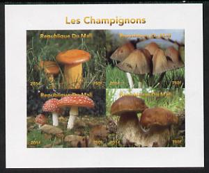 Mali 2014 Mushrooms #1 imperf sheetlet containing 4 values unmounted mint. Note this item is privately produced and is offered purely on its thematic appeal, it has no postal validity, stamps on , stamps on  stamps on fungi