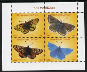 Mali 2014 Butterflies #1 perf sheetlet containing 4 values unmounted mint. Note this item is privately produced and is offered purely on its thematic appeal, stamps on butterflies