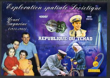 Chad 2013 Soviet Space Exploration - Yuri Gagarin perf deluxe containing one value unmounted mint, stamps on personalities, stamps on space