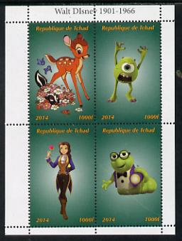 Chad 2014 Walt Disney #6 perf sheetlet containing 4 values unmounted mint. Note this item is privately produced and is offered purely on its thematic appeal. . , stamps on disney, stamps on films, stamps on movies, stamps on cartoons, stamps on cinema