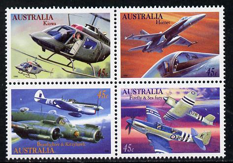 Australia 1996 Military Aviation set of 4 unmounted mint SG 1578a, stamps on aviation, stamps on helicopters