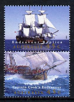 Australia 1995 Completion of Endeavour Replica set of 2 unmounted mint SG 1510a, stamps on ships, stamps on ciik, stamps on explorers, stamps on 