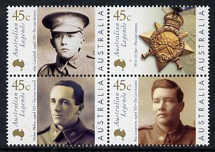 Australia 2000 Australian Legends - 4th issue set of 4 unmounted mint SG 1947a, stamps on , stamps on  ww2 , stamps on  medals, stamps on 
