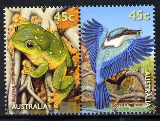 Australia 1999 Frog & Kingfisher se-tenant pair unmounted mint SG 1907a, stamps on frogs, stamps on birds, stamps on kingfishers