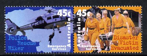 Australia 1997 Emergency Services 45c set of 2 unmounted mint SG 1698-9, stamps on aviation, stamps on helicopters, stamps on disasters, stamps on police