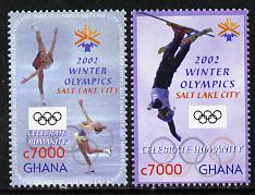 Ghana 2002 Salt Lake City Winter Olympic Games perf set of 2 unmounted mint SG 3333-34, stamps on olympics, stamps on ice skating, stamps on skiing