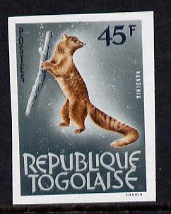 Togo 1964 Palm Civet 45c imperf from limited printing unmounted mint as SG 358, stamps on animals, stamps on civets