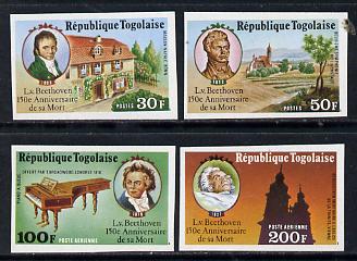 Togo 1977 150th Death Anniversary of Beethoven set of 4 imperf from limited printing unmounted mint as SG 1195-8, stamps on personalities, stamps on beethoven, stamps on opera, stamps on music, stamps on composers, stamps on deaf, stamps on disabled, stamps on masonry, stamps on masonics
