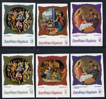 Togo 1969 Religious Paintings set of 6 imperf from limited printing unmounted mint as SG 651-6, stamps on arts, stamps on religion, stamps on 