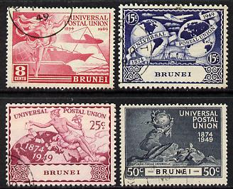 Brunei 1949 KG6 75th Anniversary of Universal Postal Union set of 4 cds used, SG96-99, stamps on , stamps on  upu , stamps on  kg6 , stamps on 