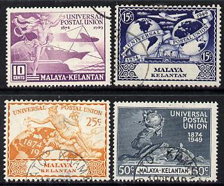 Malaya - Kelantan 1949 KG6 75th Anniversary of Universal Postal Union set of 4 cds used SG 57-60, stamps on , stamps on  upu , stamps on  kg6 , stamps on 