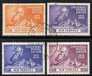 New Hebrides - English 1949 KG6 75th Anniversary of Universal Postal Union set of 4 cds used SG 64-67, stamps on , stamps on  upu , stamps on  kg6 , stamps on 