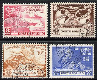 North Borneo 1949 KG6 75th Anniversary of Universal Postal Union set of 4 cds used, SG 352-55, stamps on , stamps on  stamps on , stamps on  stamps on  upu , stamps on  stamps on  kg6 , stamps on  stamps on 