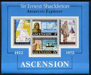 Ascension 1972 50th Anniversary of Shackletons Death m/sheet unmounted mint, SG MS 163, stamps on polar     ships     explorers    maps    death