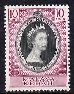 Malaya - Kedah 1953 Coronation 10c unmounted mint SG 91, stamps on coronation, stamps on royalty
