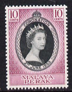 Malaya - Perak 1953 Coronation 10c unmounted mint SG 149, stamps on coronation, stamps on royalty