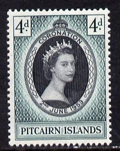 Pitcairn Islands 1953 Coronation 4d unmounted mint SG 17, stamps on , stamps on  stamps on coronation, stamps on  stamps on royalty
