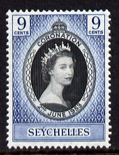 Seychelles 1953 Coronation 9c unmounted mint SG 173, stamps on coronation, stamps on royalty