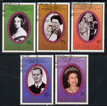 St Vincent 1987 Ruby Wedding set of 5 fine used SG 1079-83, stamps on royalty, stamps on ruby