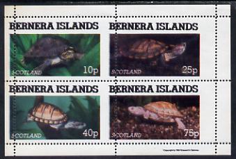 Bernera 1981 Turtles perf set of 4 values (10p to 75p) with vertical perfs misplaced 5 mm unmounted mint, stamps on animals, stamps on reptiles, stamps on turtles